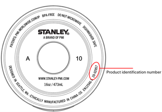 Identificador código tazas Stanley Identificador código tazas Stanley