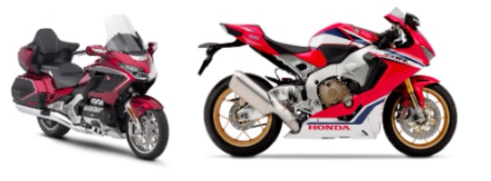 vehículos marca Honda, modelos GL1800 Goldwing, CBR1000RR y CBR600RR